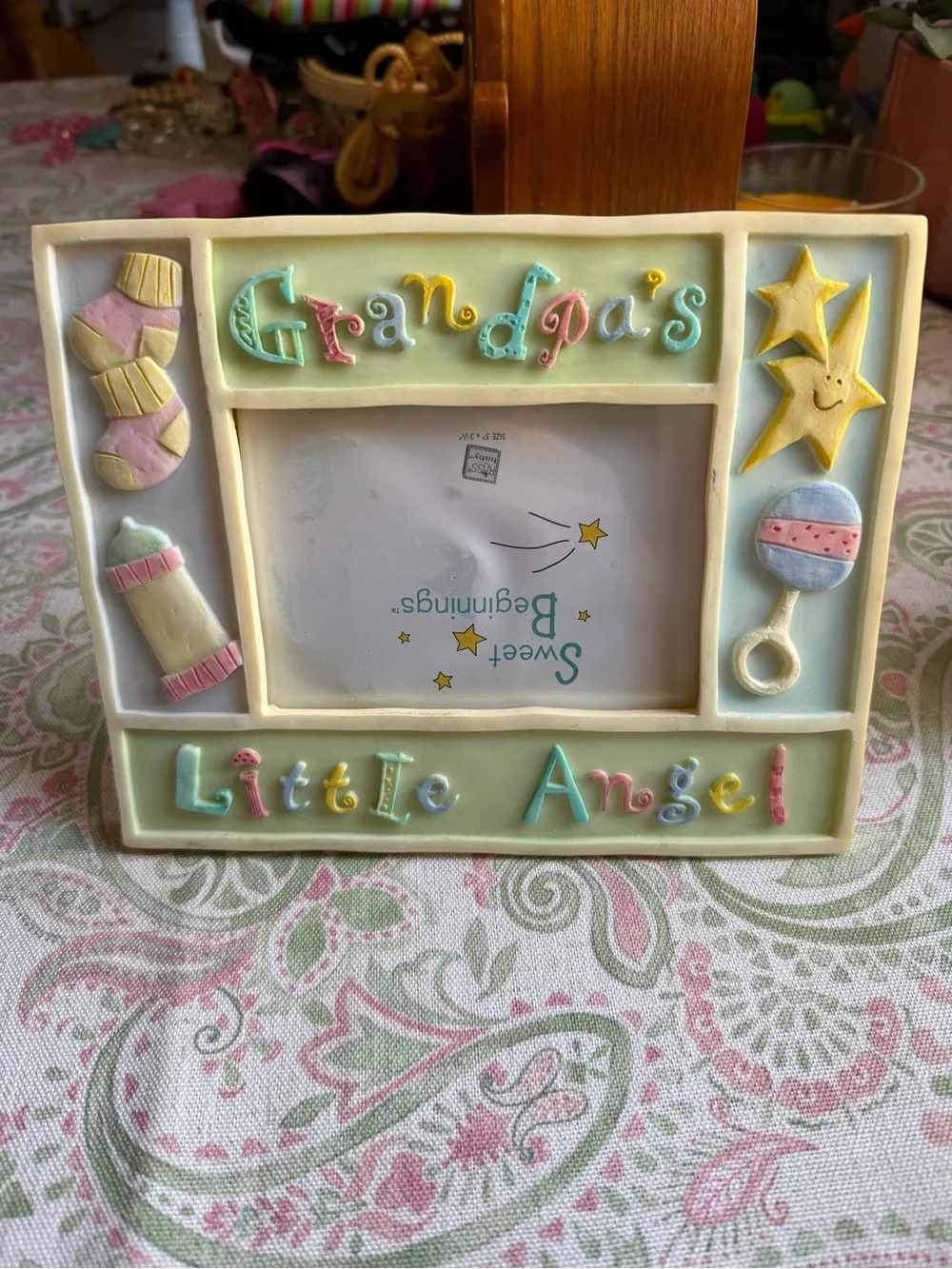 Vintage Russ Baby Sweet Beginnings 'Grandpa's Little Angel' Decor Photo Frame